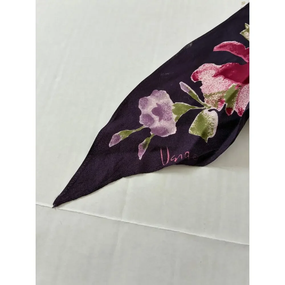 Vera Neumann Scarf Vintage Purple Abstract Pink Floral Wearable Art 68